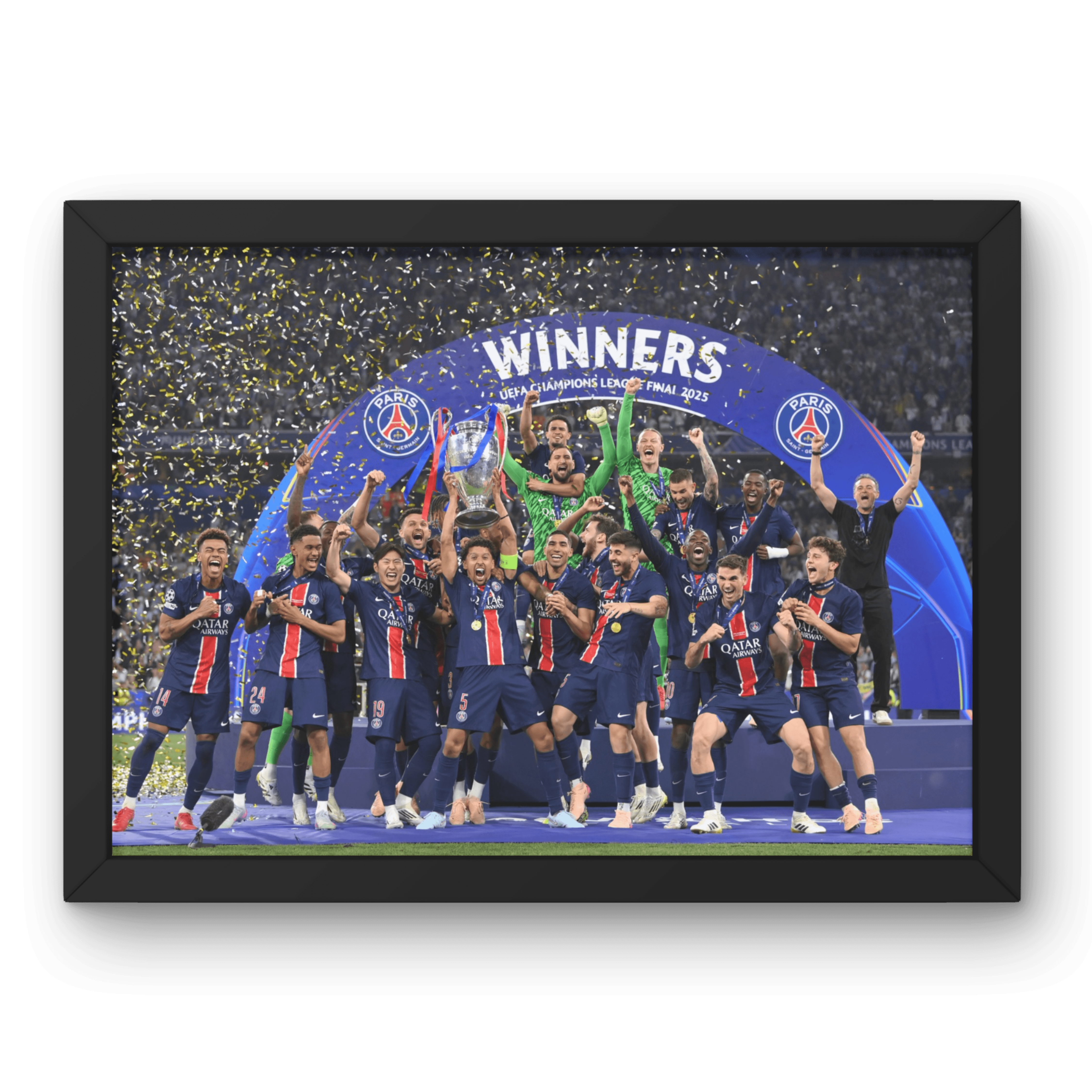Cadre PSG - Vainqueur Ligue des Champions 2025 – Affiche encadrée personnalisée - Cadre Perso