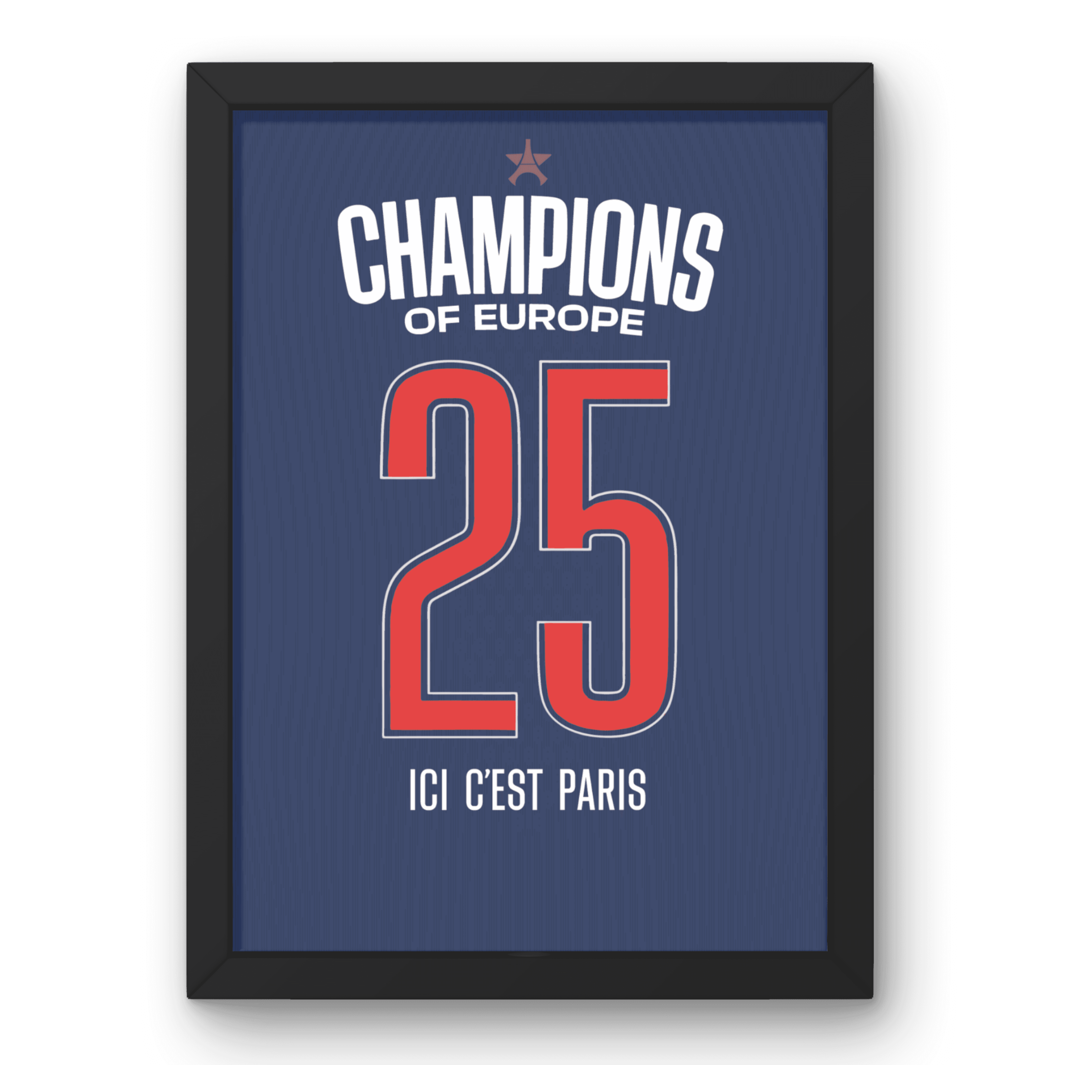 Cadre Maillot PSG 2025 – Champions d’Europe – Affiche encadrée personnalisée - Cadre Perso