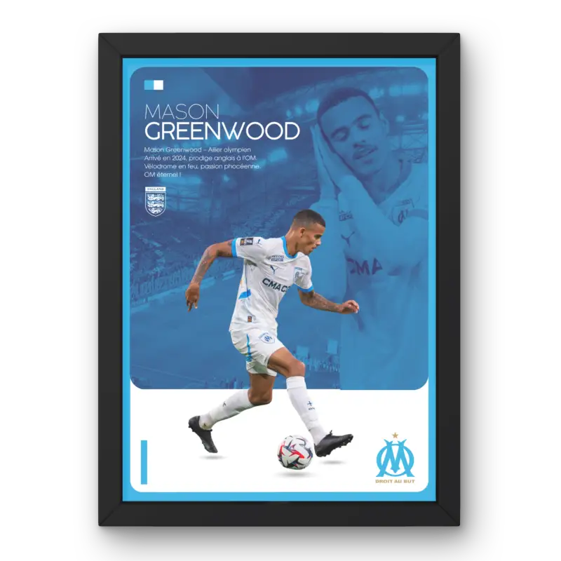 Affiche Mason Greenwood - OM – Affiche encadrée personnalisée - Cadre Perso