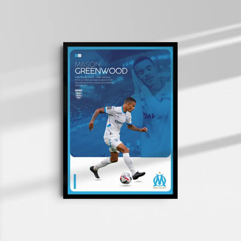 Affiche Mason Greenwood - OM – Affiche encadrée personnalisée - Cadre Perso