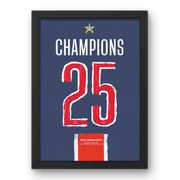 Cadre PSG Domicile 24/25 - Édition Champions LDC 2025 – Affiche encadrée personnalisée - Cadre Perso