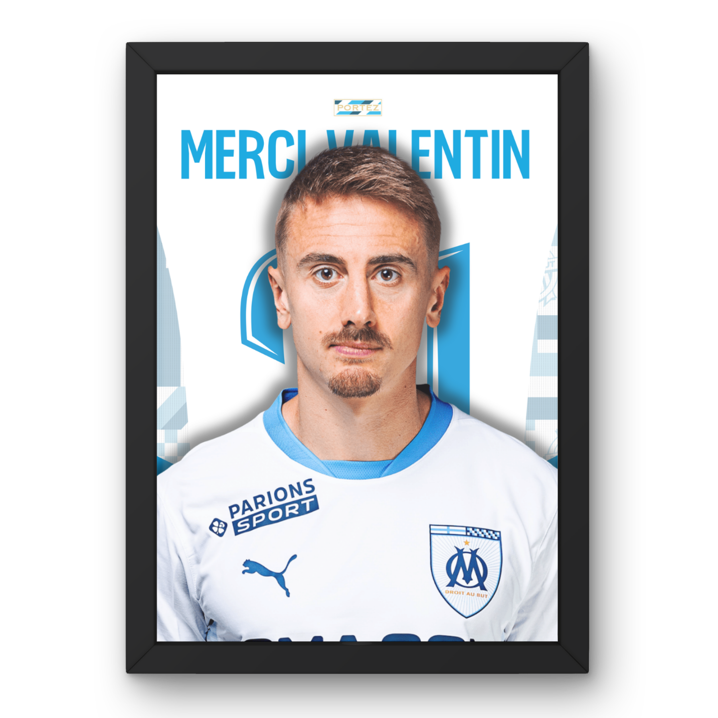 Affiche Merci Valentin – OM Cadre Perso