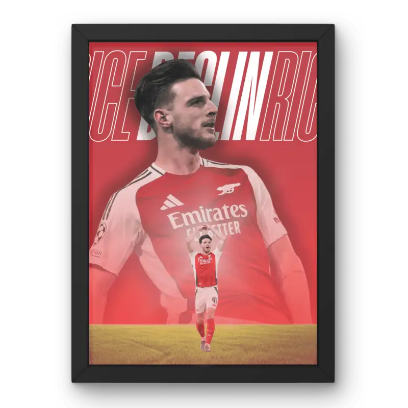 Affiche Declan Rice – Doublé sur COUP-FRANC – Affiche encadrée personnalisée - Cadre Perso