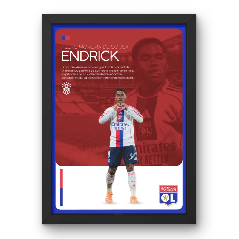 Affiche Endrick - OL – Affiche encadrée personnalisée - Cadre Perso
