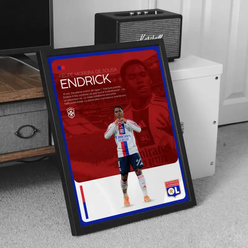 Affiche Endrick - OL – Affiche encadrée personnalisée - Cadre Perso