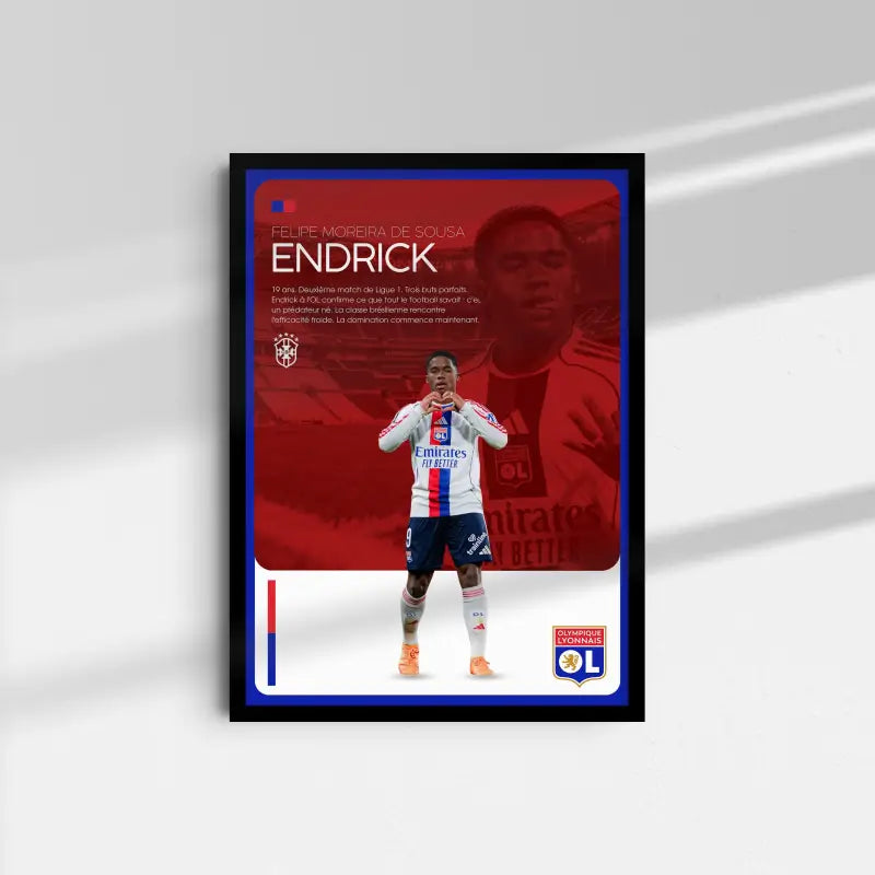Affiche Endrick - OL – Affiche encadrée personnalisée - Cadre Perso