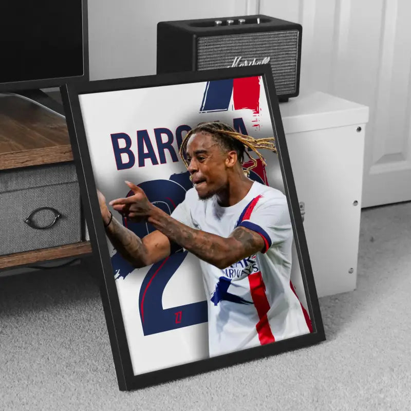 Affiche PSG Barcola photo joueur meuble TV