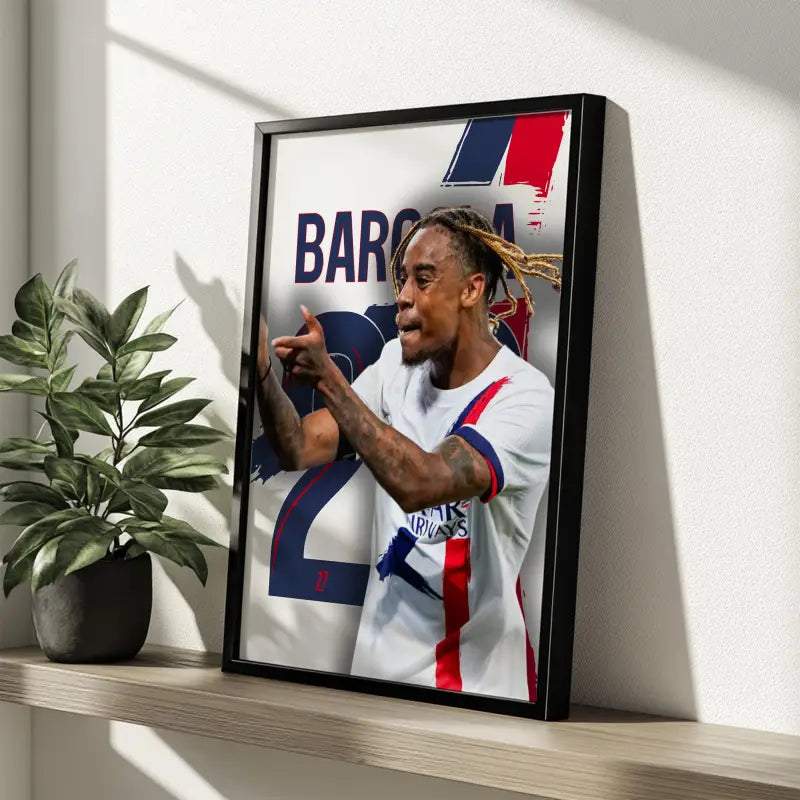 Affiche PSG Barcola photo joueur étagère