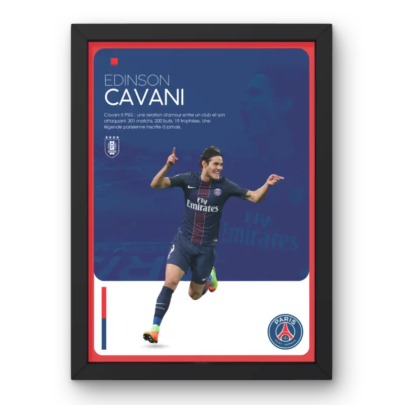 Affiche Edinson Cavani - PSG – Affiche encadrée personnalisée - Cadre Perso
