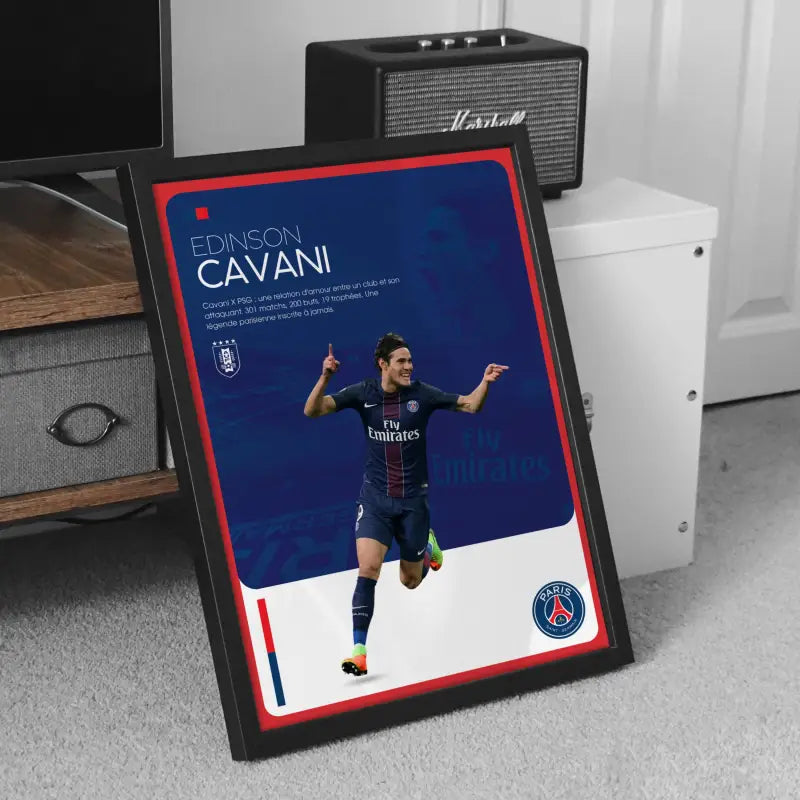 Affiche Edinson Cavani - PSG – Affiche encadrée personnalisée - Cadre Perso