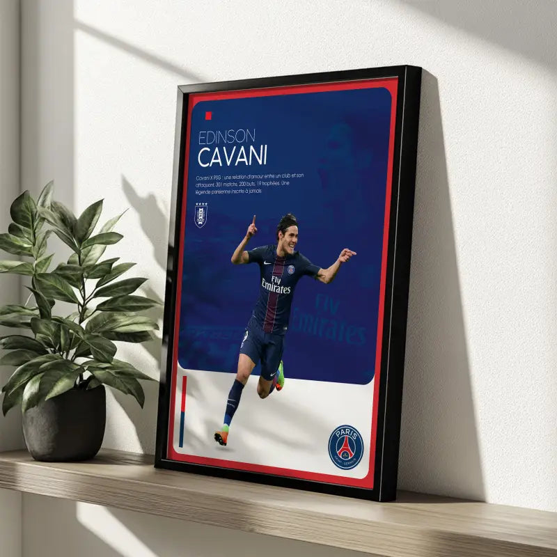Affiche Edinson Cavani - PSG – Affiche encadrée personnalisée - Cadre Perso