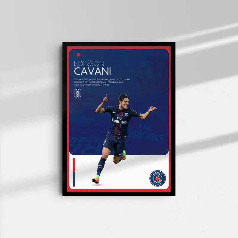 Affiche Edinson Cavani - PSG – Affiche encadrée personnalisée - Cadre Perso
