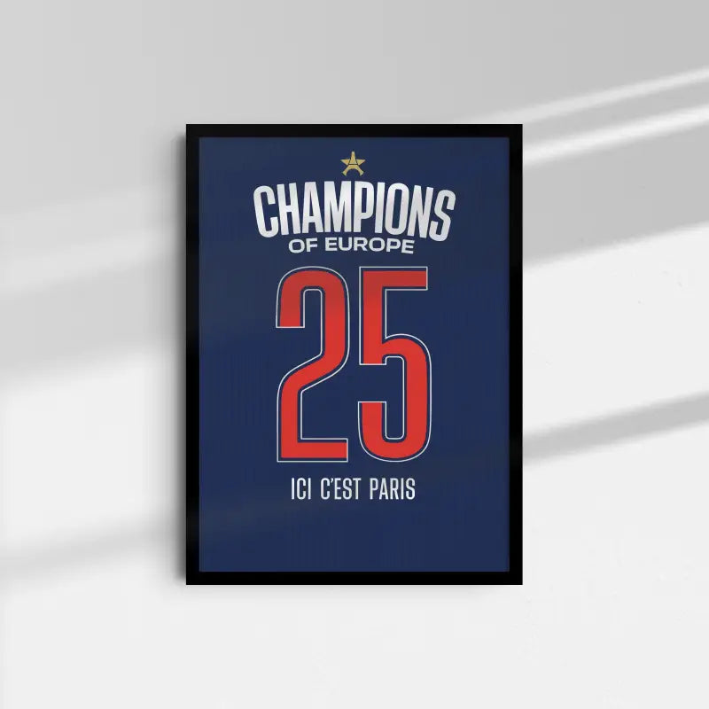 Affiche PSG Champions Europe fond blanc