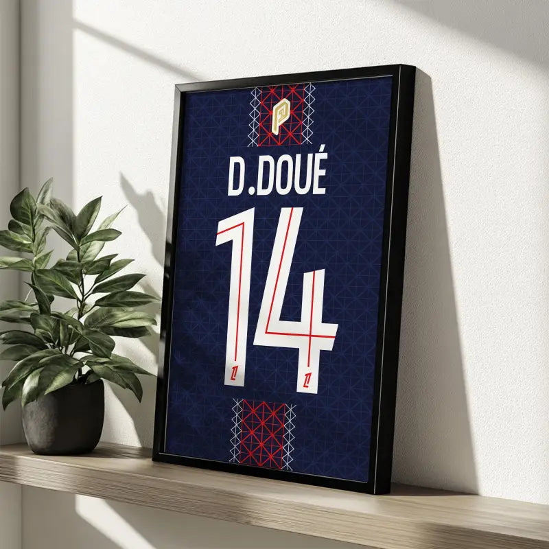 Affiche PSG D.Doué 14 badge passeur étagère