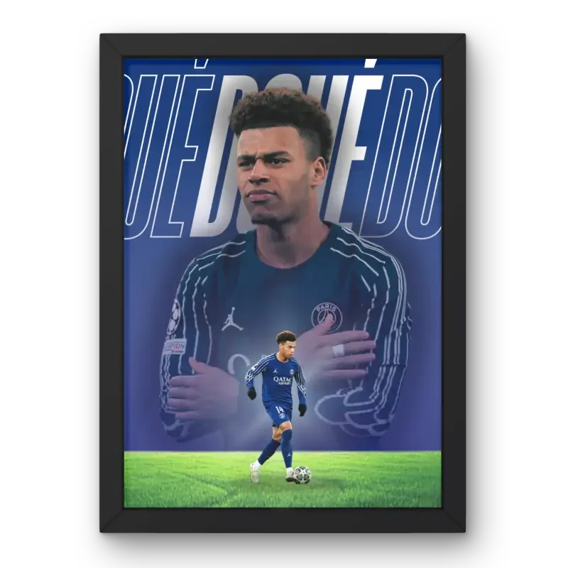 Affiche Désiré Doué - PSG – Affiche encadrée personnalisée - Cadre Perso