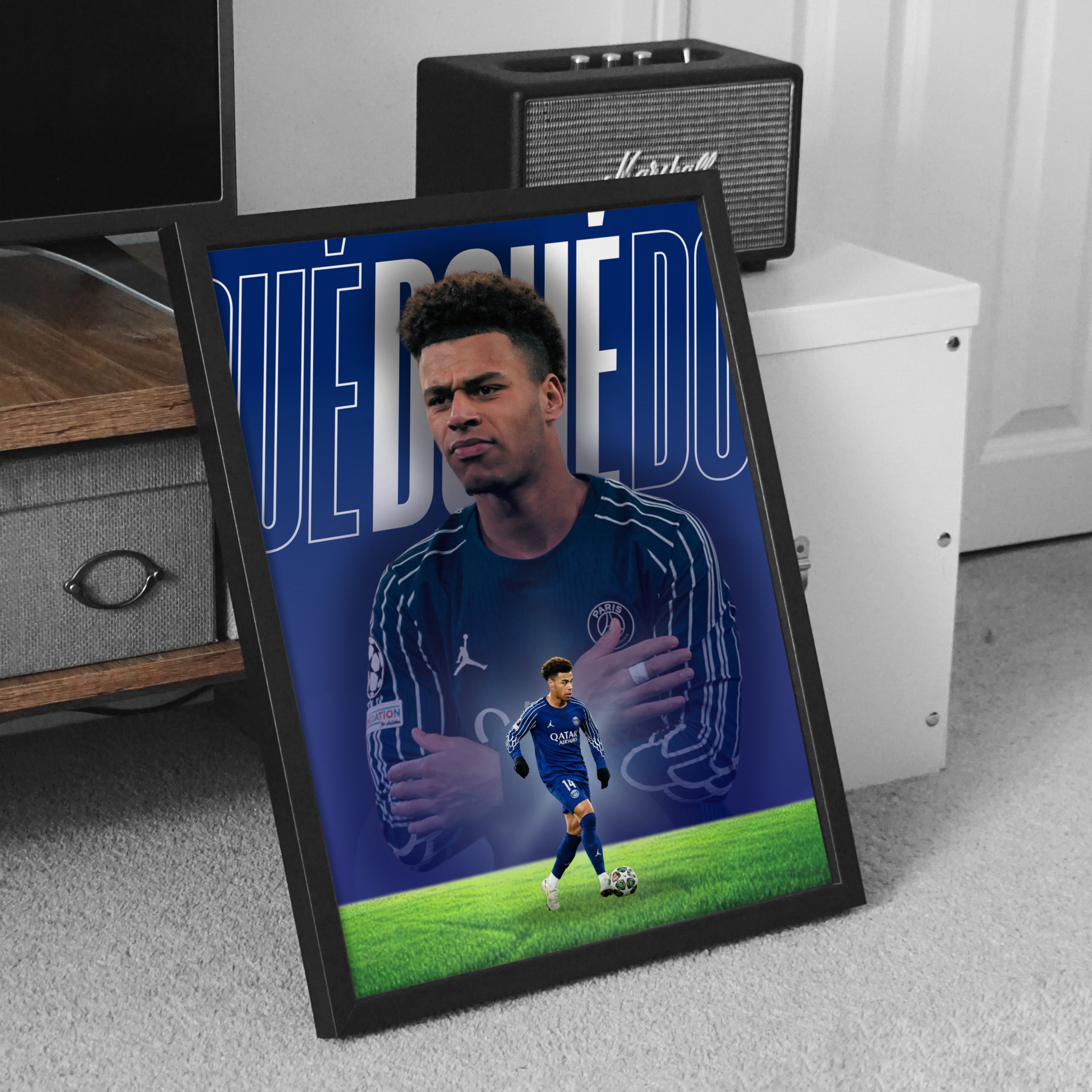 Affiche PSG Doué photo joueur meuble TV