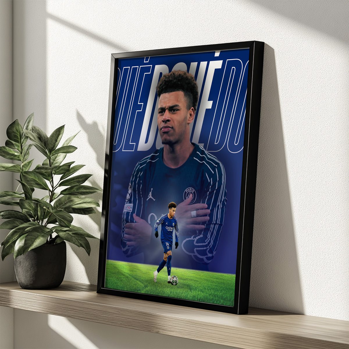 Affiche Désiré Doué - PSG – Affiche encadrée personnalisée - Cadre Perso