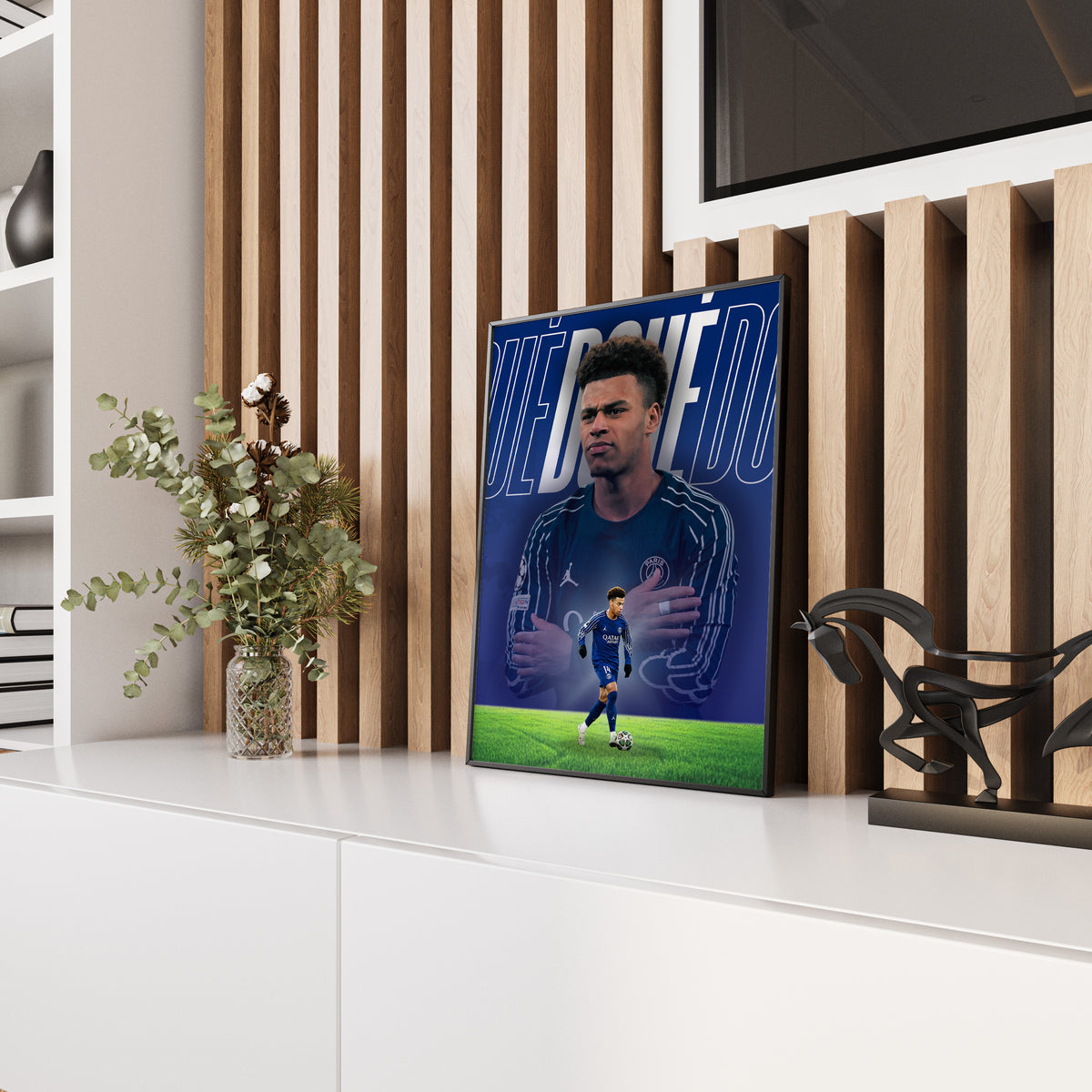 Affiche Désiré Doué - PSG – Affiche encadrée personnalisée - Cadre Perso