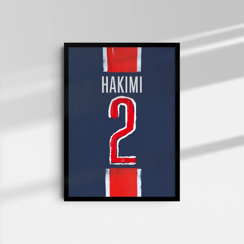 Affiche PSG Hakimi 2 flocage Ligue des Champions fond blanc