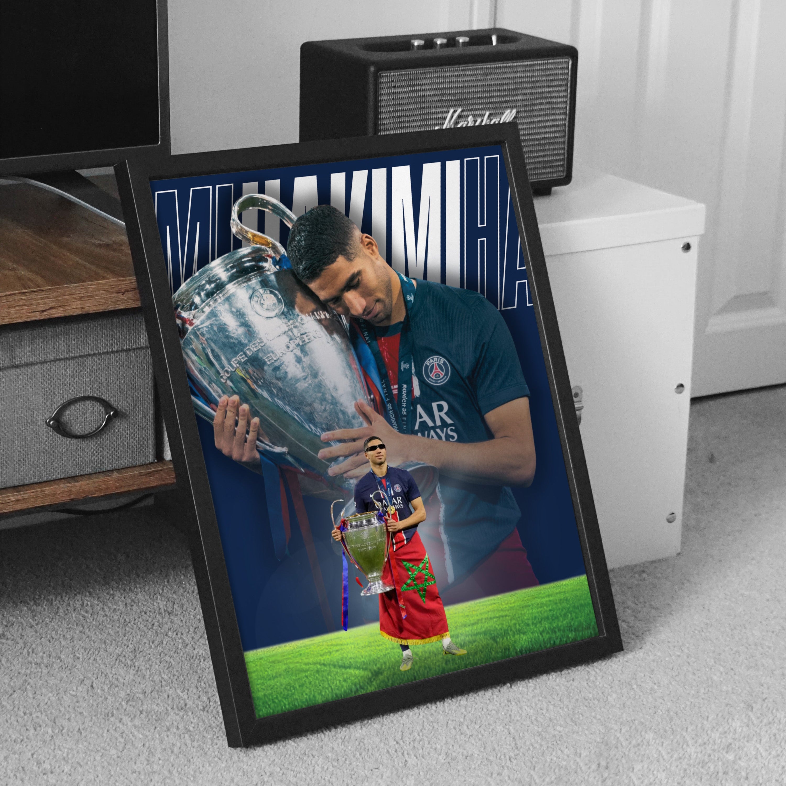Affiche PSG Hakimi UCL meuble TV