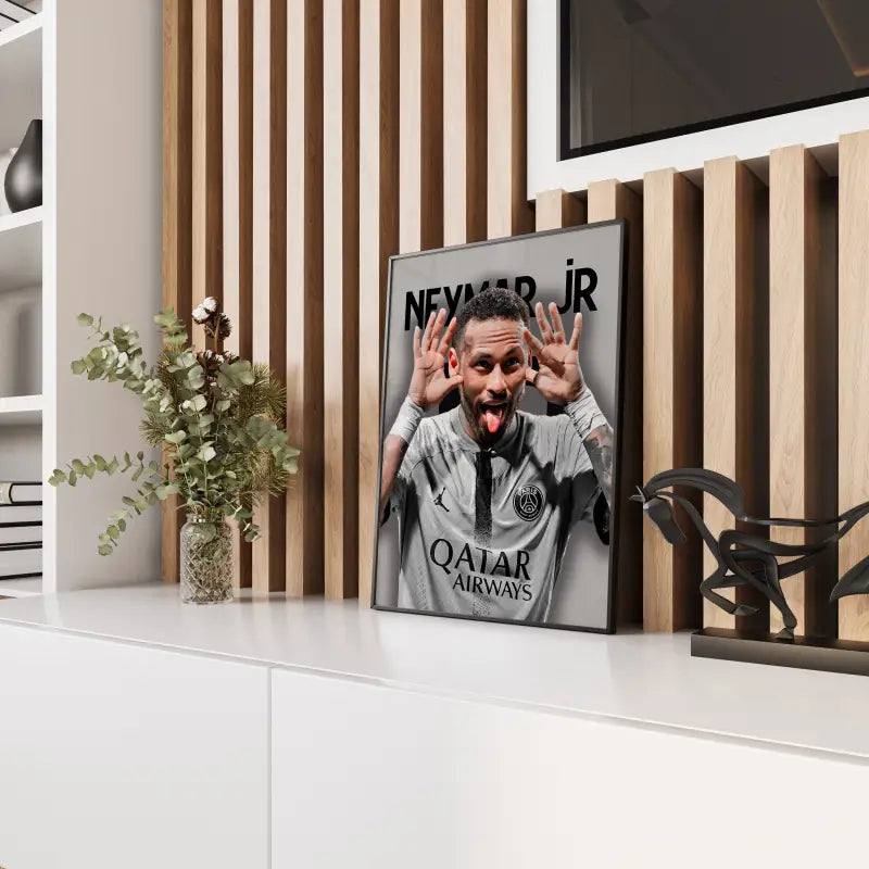 Affiche PSG Neymar photo joueur panneau bois