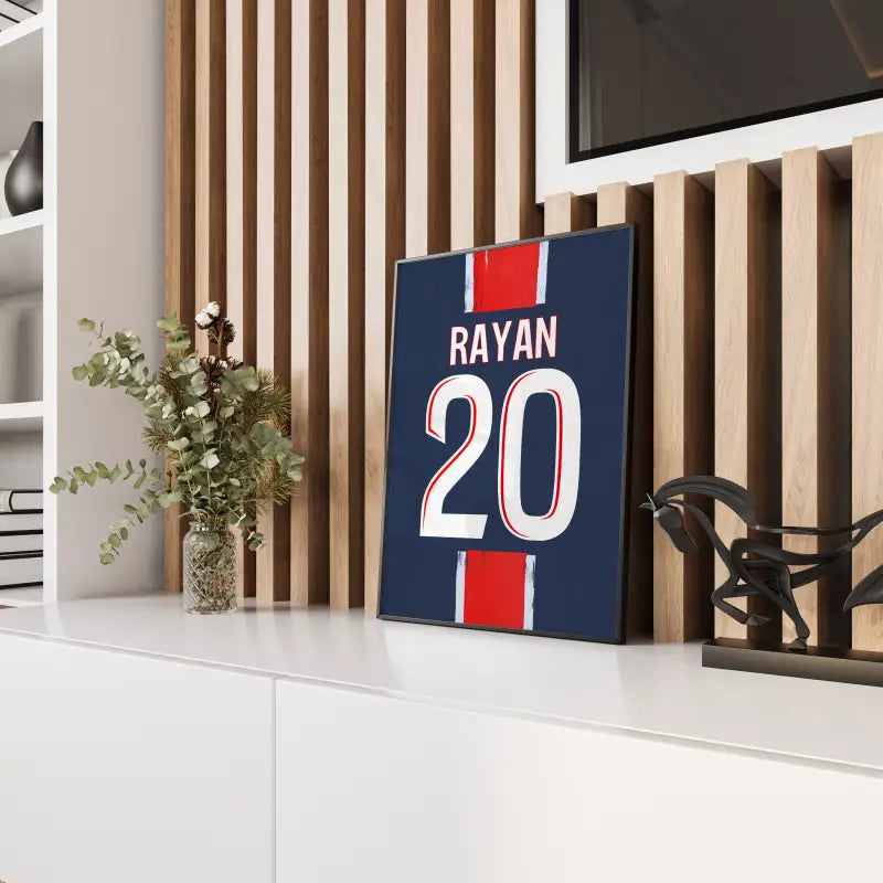 Affiche PSG Rayan 20 flocage Ligue 1 panneau bois
