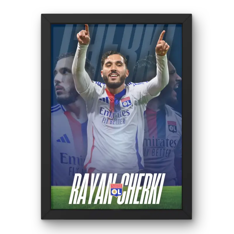 Cadre Rayan Cherki - Le Joyau de l’OL – Affiche encadrée personnalisée - Cadre Perso