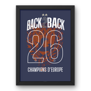 Affiche Maillot PSG Back 2 Back 2026 – Édition Collector – Affiche encadrée personnalisée - Cadre Perso