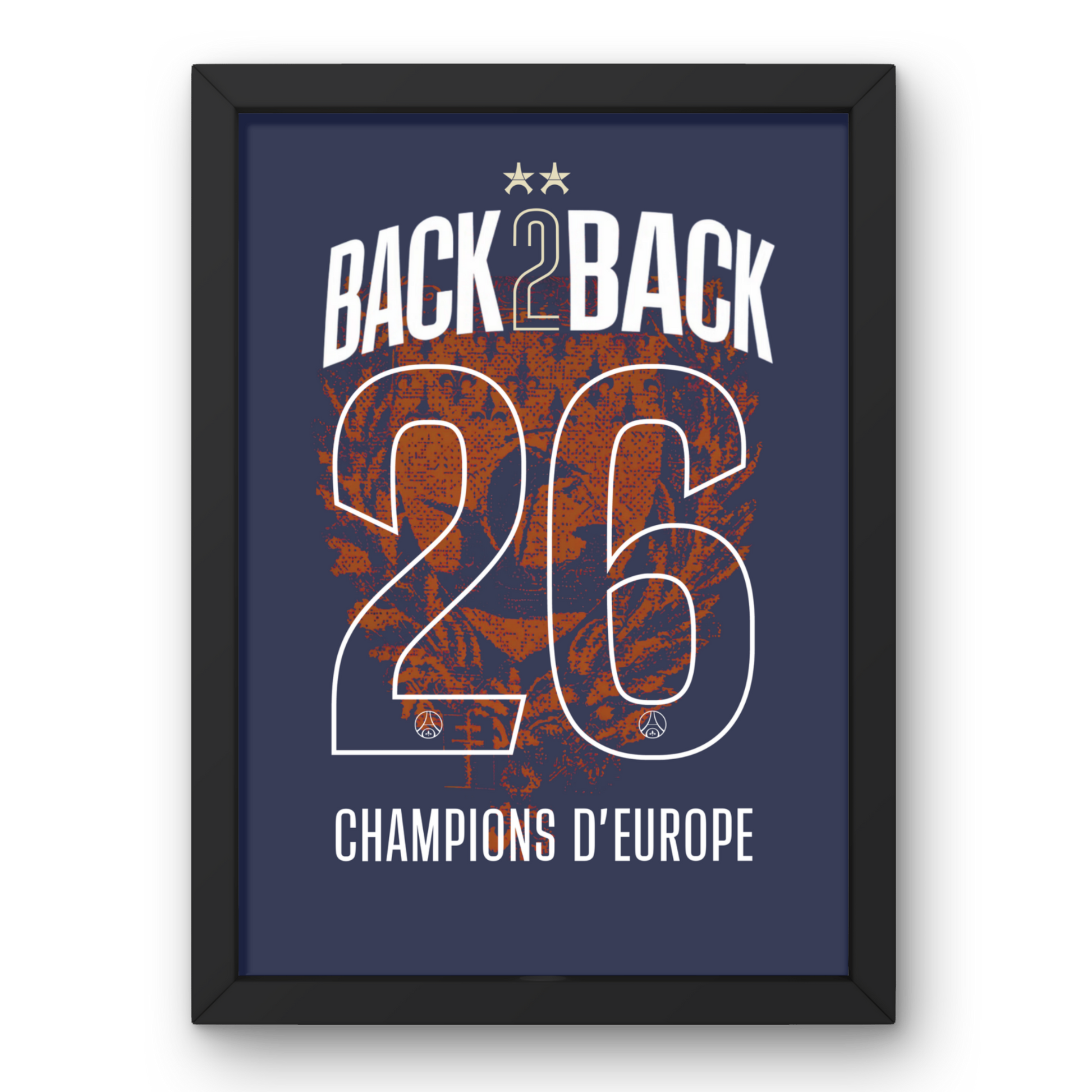 Affiche Maillot PSG Back 2 Back 2026 – Édition Collector – Affiche encadrée personnalisée - Cadre Perso