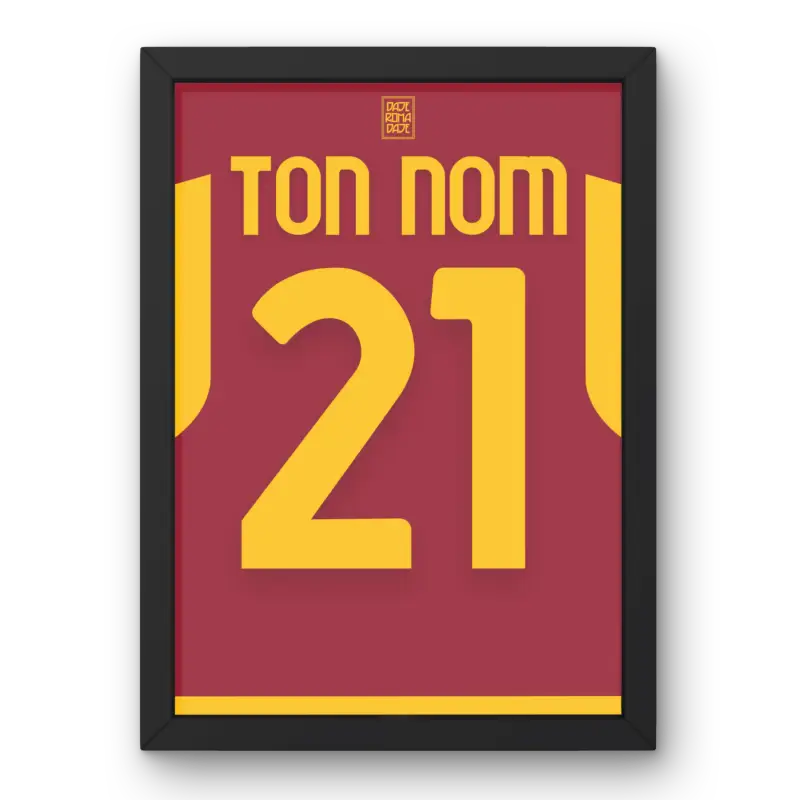 Cadre AS Roma Domicile 2023-2024 | Cadre Personnalisé Fan de Football | Cadre Perso