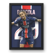 Cadre Barcola Célébration "Charo" PSG | Affiche Joueur Paris Saint-Germain | Cadre Perso