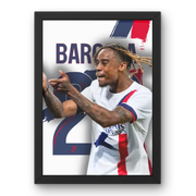 Cadre Barcola PSG 2024-2025 | Affiche Joueur Paris Saint-Germain | Cadre Perso