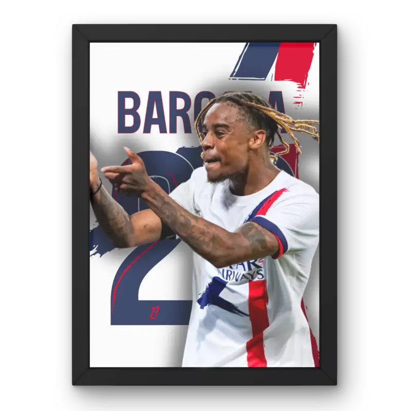 Cadre Barcola PSG 2024-2025 | Affiche Joueur Paris Saint-Germain | Cadre Perso