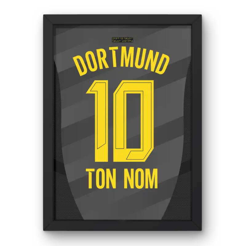 Cadre Dortmund Extérieur 2024-2025 | Cadre Personnalisé Fan de Football | Cadre Perso