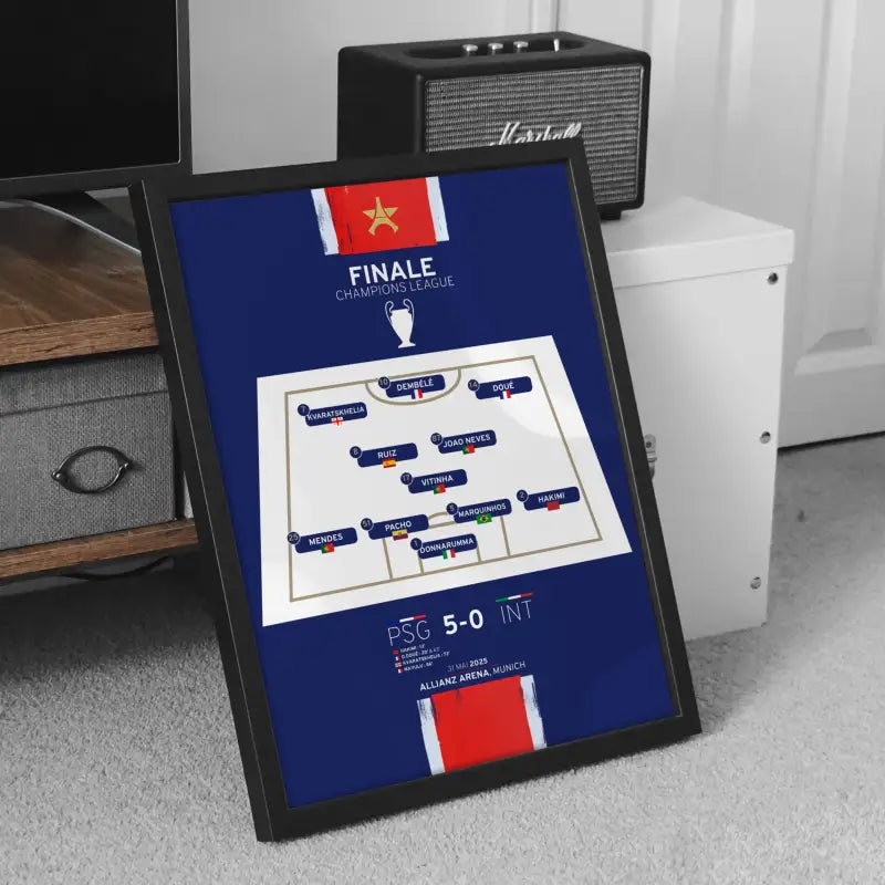 Cadre PSG finale Ligue des Champions 2025 meuble TV