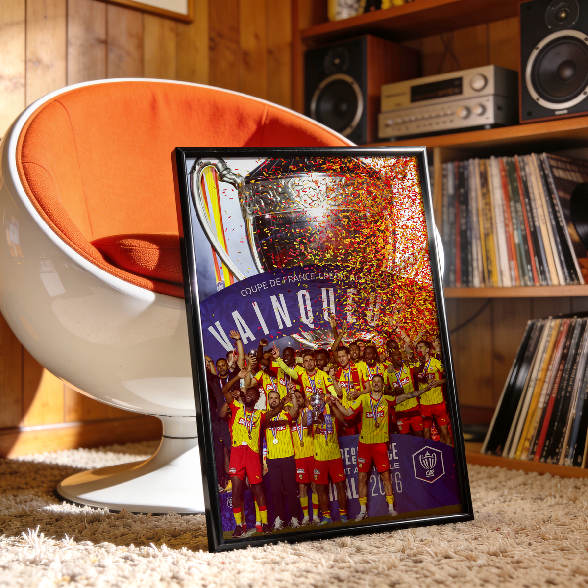 Affiche RC Lens - Vainqueur Coupe de France 2026 – Affiche encadrée personnalisée - Cadre Perso